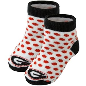 Georgia Bulldogs Infant White-Red Polka Dot Bootie Socks