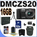 Panasonic Lumix DMC-ZS20 14.1 MP Digital Camera with 16x Wide Angle Optical Image Stabilized Zoom and Built-In GPS Function (Black) Accessory Saver 16GB Bundle