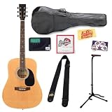 Barcelona D100 Full-Size Dreadnought Acoustic Guitar Bundle with Tuner, Stand, Gig Bag, Strap, Strings, Pick Card, and Polishing Cloth - Natural