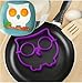 SmartTech Shop Kitchen Cooking Tools Silicone Fried Egg Mold Ring, Black Skull, Purple Owl & Orange Rabbit, Set of 3
