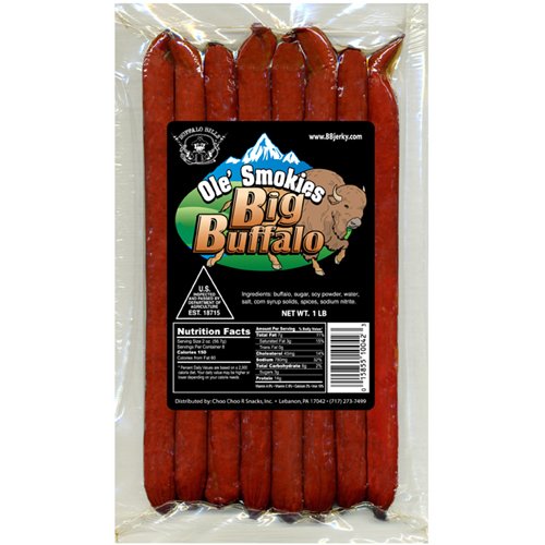 Buffalo Bills Big Buffalo 1-LB Ole' Smokies Pack (8 pure buffalo sticks per bag) by Choo Choo R Snacks, Inc.