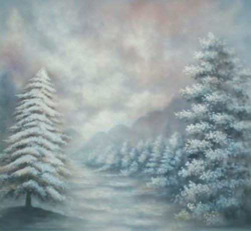 Johnson Snow Christmas Backdrops Pine Tree with Snowflower White World Photography Background Christmas Style for Photo Studio CM-6440-D-1