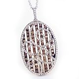 14K Chocolate & White Diamond Swirl Medallion Pendant