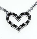 0.15ct H-SI Diamonds + 0.16ct Black Treated Diamonds 4.53Gram 18ct White Gold Heart Pendant And Chain