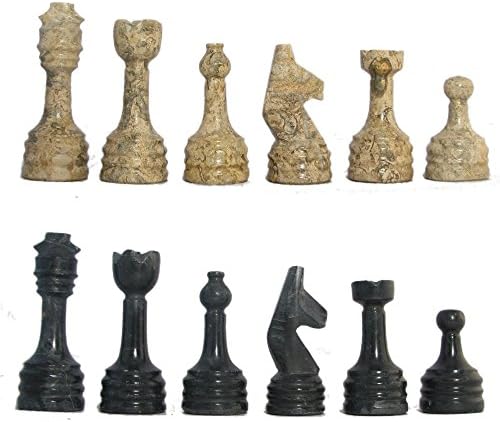 Black &amp; Coral Rustic Style Marble Chess Pieces