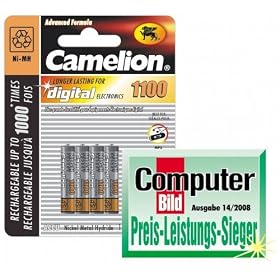 Camelion - 4 piles rechargeables ( accus ) AAA / LR3 NiMH 1100mAh