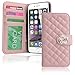 iPhone 6 Case, Wallet Case for iPhone 6 4.7 - ULAK Flower Design Synthetic Leather Card Holder Magnetic Flip Stand Case for iPhone 6 4.7 inch (Pink)