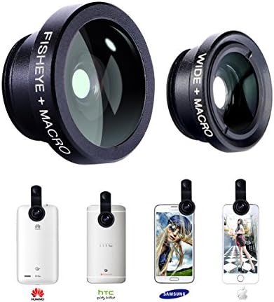 Camera Lens, Universal HD 3 in 1 Camera Lens kits -180°Fish Eye Lens + Wide Angle Lens + Macro Lens - iPhone 6 6s 5 5s 5c 4s, Samsung