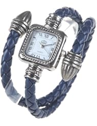 AplusElek Stylish Knitting Faux Leather Rope Slim Women Bracelet Watch Elegant - Blue