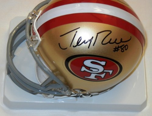 Jerry Rice Autographed San Francisco 49ers Mini Helmet W/PROOF, Picture of Jerry Signing For Us, Oakland Raiders, Denver Broncos, Mississippi Valley State Delta Devils