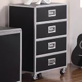 Buy LeClair Contemporary Black Metal 4-Drawer Dresser Chest with Casters - coaster...