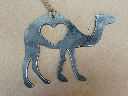 Love Camels Handcrafted Rustic Steel Heart Ornament