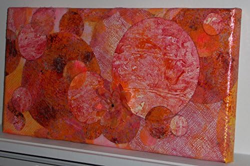 Mixed media on gallery wrap canvas in oranges and pinks