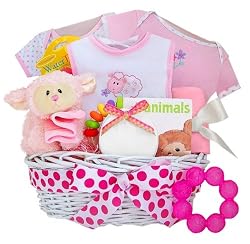"Pray With Me" Little Lamb Baby Girl Keepsake Gift Basket - Personalized