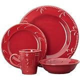 Signature Housewares Sorrento Stoneware 4-Piece Dinnerware Set, Burgundy
