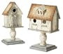 Pack of 4 Weathered Rustic White Pedestal Birdhouses