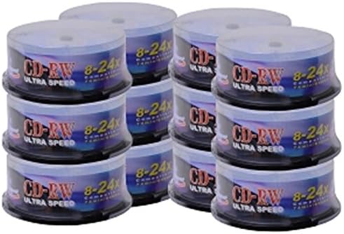 (12-Pack) KHypermedia 24x 650MB 74-Minute CD-RW Media 25-Piece Spindle (12 x 25 Discs Each Spindle = 300 Total Discs!) - 30 Day Warranty