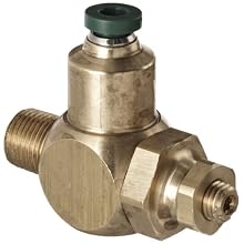 Parker 032511215 3251 Series Brass Right Angle Flow Control Valve with Prestolok Fitting, 1/8" NPT Male x 5/32" NPT Female, 125 psi
