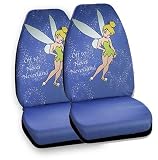 A Set of 2 Official Licensed Universal Fit Front Bucket Seat Covers - Tinker Bell Off to Never Never Land