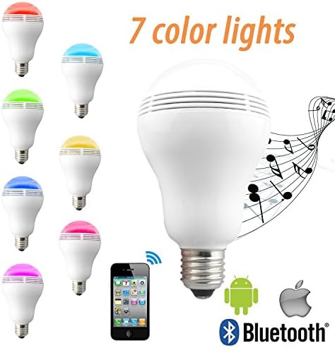 Smart Colorful LED Light Bulb With Bluetooth Speaker Lamp Color Changing for Home &amp; Office Christmas Gift for Android iSO iPhone iPad White