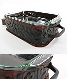 Medium Hammered Rectangular Casserole with Glass Insert