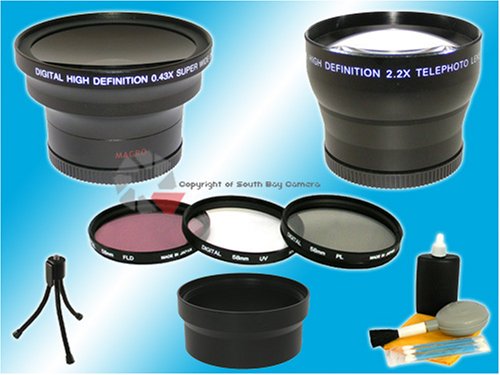 Ultra Clear 2.2x Telephoto & .43x Wide Angle W/macro Lens +3pc PRO Filters for Canon Powershot S5 Is S3 Is S2 Is