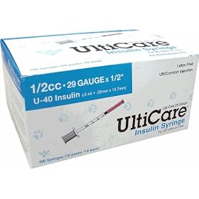 U-40 Insulin Syringe 1/2cc (100 pack) Medium Dose 29 Gauge 1/2"
