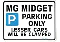 MG MIDGET Car Parking Sign - Gift for 1500 1275 RWA Mk I II III 2 3 Models - Size Large 205 x 270mm