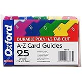 Oxford(R) Poly Card Guides, A-Z, 3in. x 5in., Assorted Colors