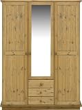 Steens 25230830 Kleiderschrank Romo 208 x 156 x 60 cm Kiefer massive, gelaugt geoelt mit Spiegelt&uuml;r