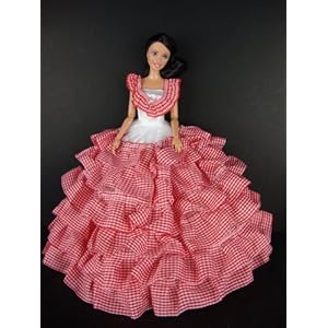 Red and White Dress with Lots of Ruffles Details Made to Fit the Barbie Doll Red and White Dress with Lots of Ruffles Details Made to Fit the Barbie Doll