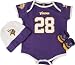 Adrian Peterson Reebok Newborn 6-9 mos. Bodysuit, Booties & Cap Minnesota Vikings Set
