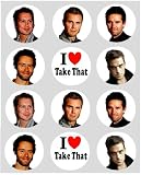 12 Take That * rice paper fairy / cup cake 40mm toppers pre cut decoration