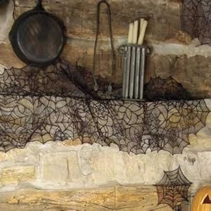 Heritage Lace Spider Web 20-Inch by 80-Inch Mantle Runner , Black