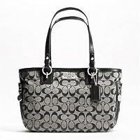Coach 19249 Black White Gallery Signature Zipper Tote Nwt