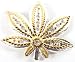 Iced Out Marijuana Leaf Silver with Gold Belt Buckle One Size