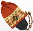 Handmade Alpaca Natural Fiber Hat with Earflaps - Orange Glory (With Decorative Flower Pin)