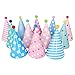 Beurio Kids Happy Birthday Paper Party Cone Hats with Pom Poms, 12ct