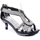 Glamour-36 Kids Classy Sparkling Sweet Heart Rhinestone Heel Dress Sandals