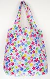 Trendy Sturdy Shopping Tote Bag - Color Flowers Hearts Pattern