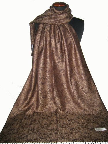 Nella-Mode Edler & Eleganter Schal, Stola; - Florales Muster; - Farbe: Braun