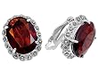 Sterling Silver Earrings with Marcasite and Garnet CZ - 24mm