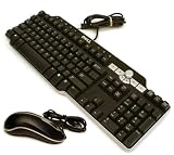 Genuine Dell MultiMedia 104-Key USB Black with Silver Trim Keyboard with 5-Button Scroll Wheel Mouse For Desktop Notebook Systems Extra USB Connectors Hot Keys Volume Control Part/Model Numbers: DJ425, TH836, N6250, Y-UK-DEL1, SK-8135, MY897, PY777, RP962, YY468
