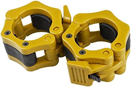 Lukher Pair of 2 Inch ABS Olympic Barbell Locking for Professional Gymmers with Quick Release Secure Snap Latch For 2-Inch Diameter Size Olympic Collars Bars Set Of 2 Clamps (Yellow)