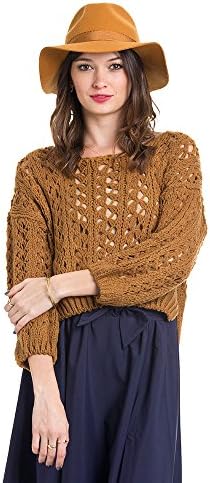 New Modelina Women Kisha Open Knit Cropped Sweater - OS Mustard