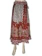 Indian Womens Cotton Skirt Maroon Gray Floral Block Print Circular Tie Long Skirt