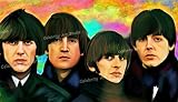 THE BEATLES PORTRAIT ORIGINAL MIXED MEDIA W OIL, ACRYLIC, GICLEE ON CANVAS MOUNTED 30X17X3/4