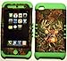 Camo Deer on Lime Silicone Skin for Apple ipod Touch iTouch 4G 4 Hybrid 2 in 1 Rubber Cover Hard Case