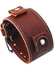 Nemesis #BL-BB Wide Brown Leather Cuff Wrist Watch Band