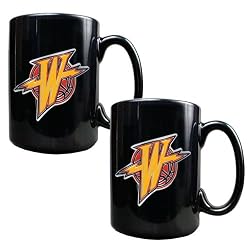 Golden State Warriors NBA 2pc Black Ceramic Mug Set - Primary Logo